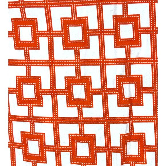 Tizzie Women’s Medium Orange White Geometric Button-Down Long Sleeve Blouse Top - Picture 5 of 5